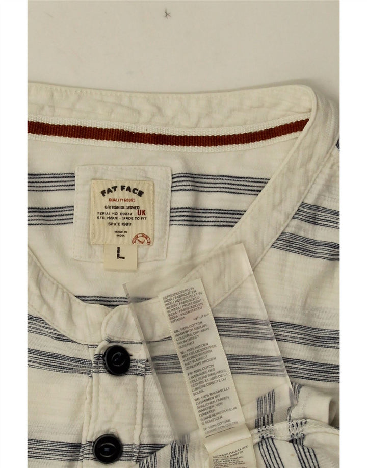 Fat Face T-Shirt Homme Haut Large Blanc Rayé Coton