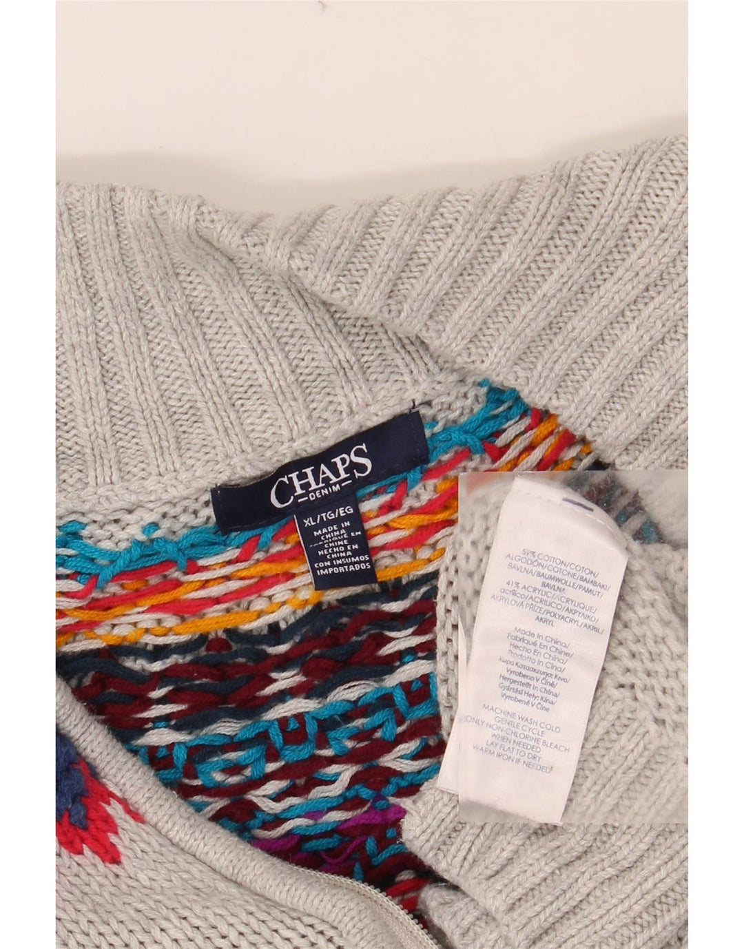 CHAPS Pull Cardigan Femme UK 18 XL Gris Fair Isle Coton