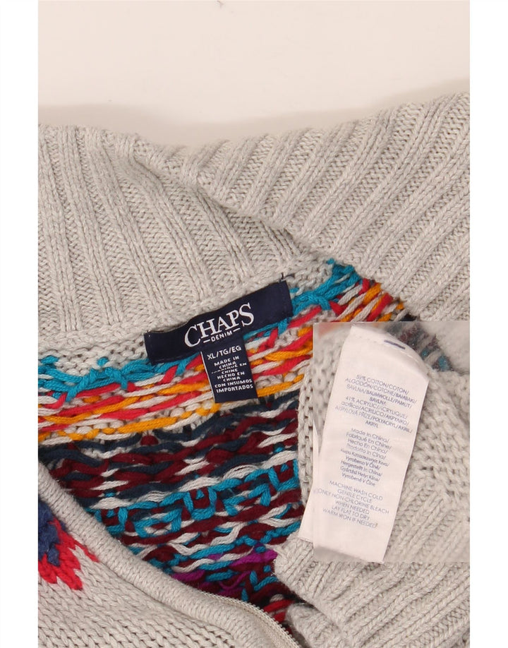 CHAPS Pull Cardigan Femme UK 18 XL Gris Fair Isle Coton