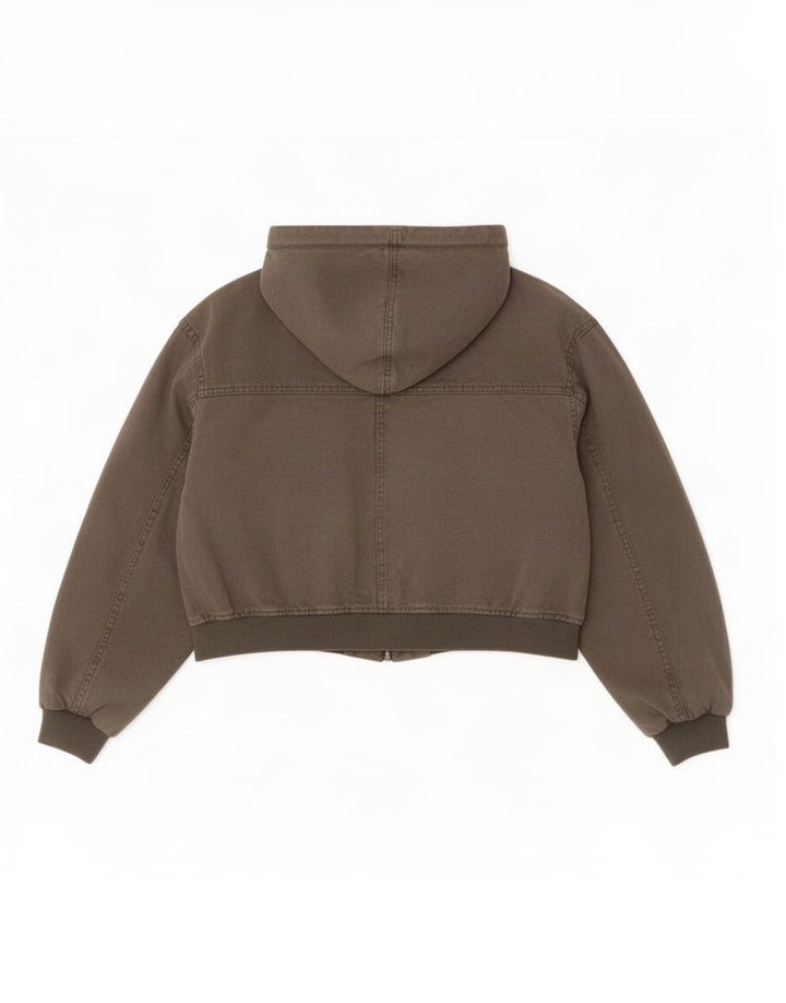 Pull & Bear Femmes Pacific Republic Crop Bomber Jacket UK 14 Kaki Moyen