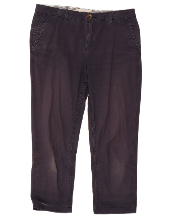 Fat Face Pantalon Capri Femme UK 10 Small W28 L22 Bleu Marine Coton