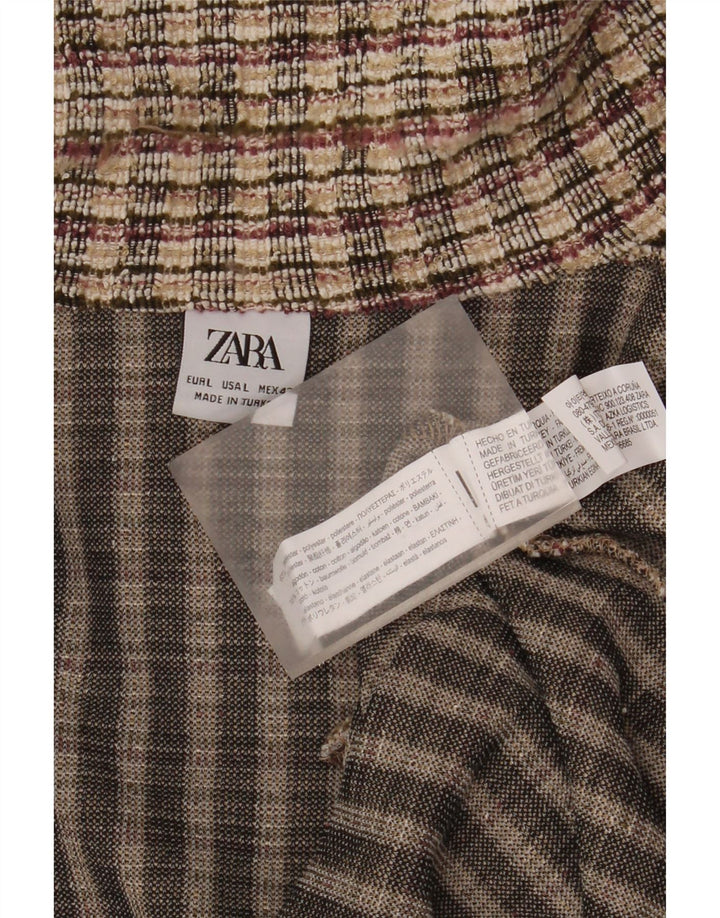 Zara Cardigan Homme Pull Large Beige Plaid Polyester