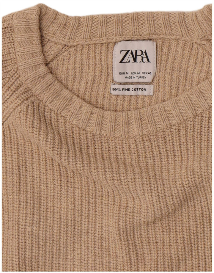 Zara Pull à col rond en coton beige moyen pour homme