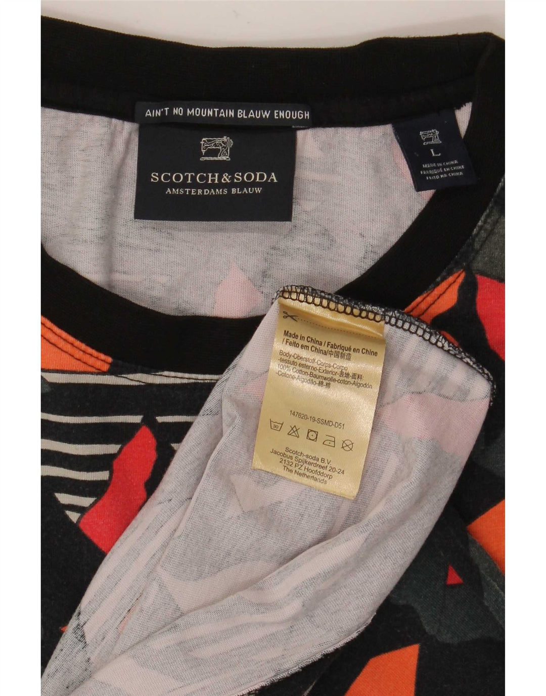 Scotch & Soda T-Shirt Top Large Coton Géométrique Multicolore Homme