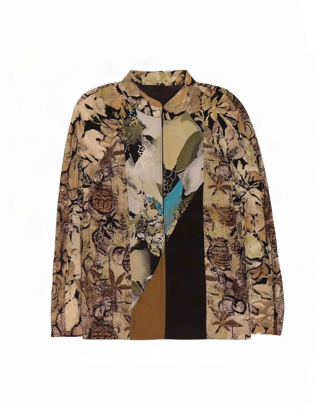 Gerry Weber Veste bomber surdimensionnée pour femme EU 40 Moyen Kaki Floral Modal