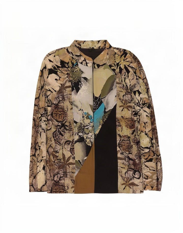 Gerry Weber Veste bomber surdimensionnée pour femme EU 40 Moyen Kaki Floral Modal