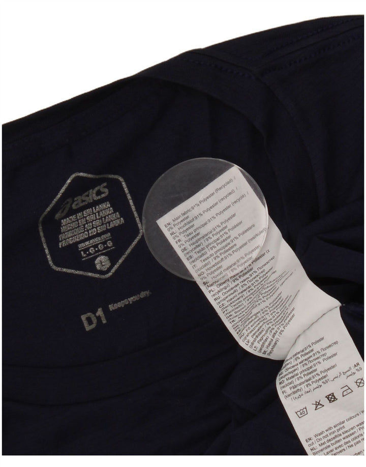 Asics T-shirt graphique pour hommes, grand, bleu marine, polyester