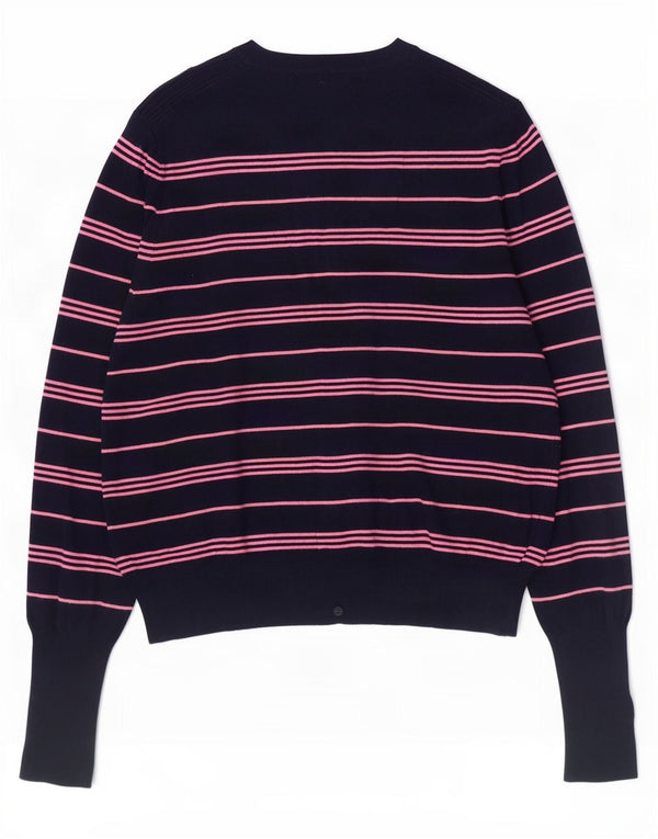 Marks & Spencer Pull cardigan court pour femme UK 12 Bleu marine moyen rayé