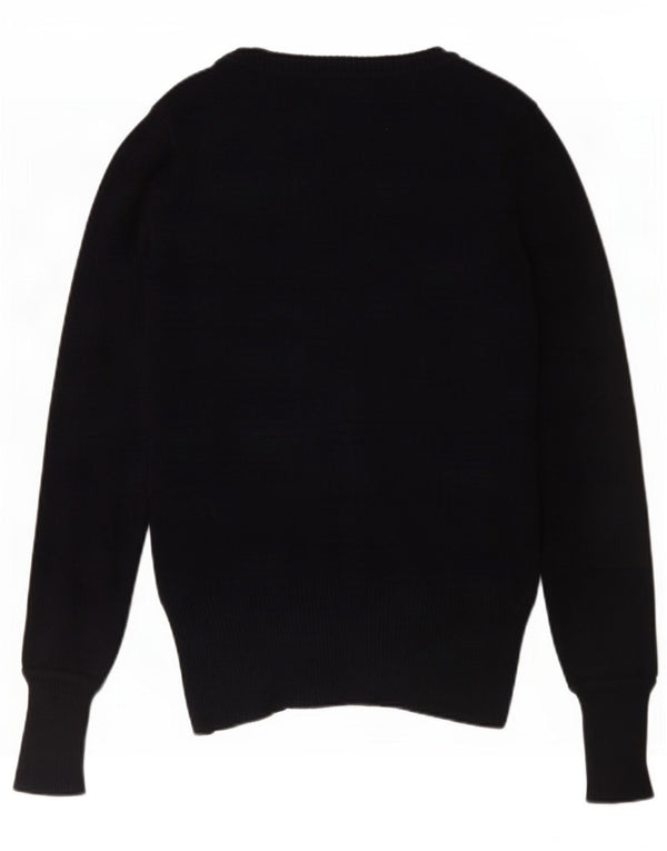 Zara Womens Cardigan Sweater UK 14 Large Bleu Marine Coton