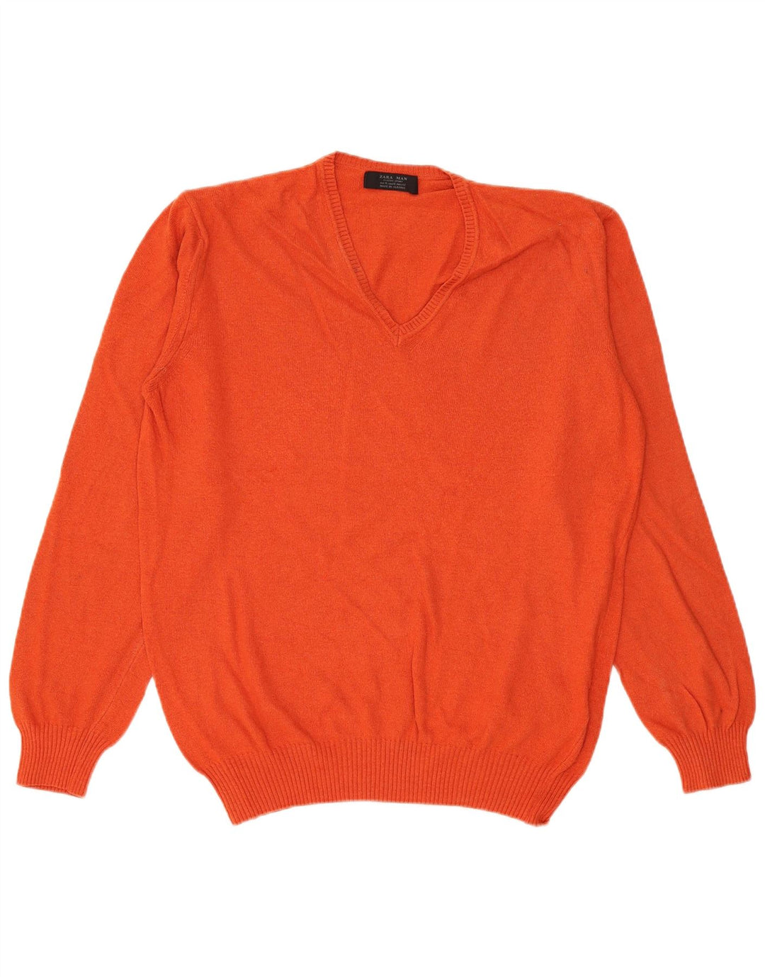 Zara Pull Col V Homme XL Orange Viscose