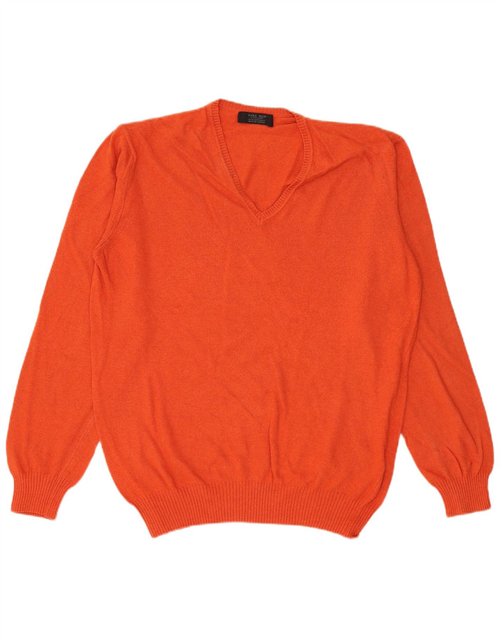 Zara Pull Col V Homme XL Orange Viscose