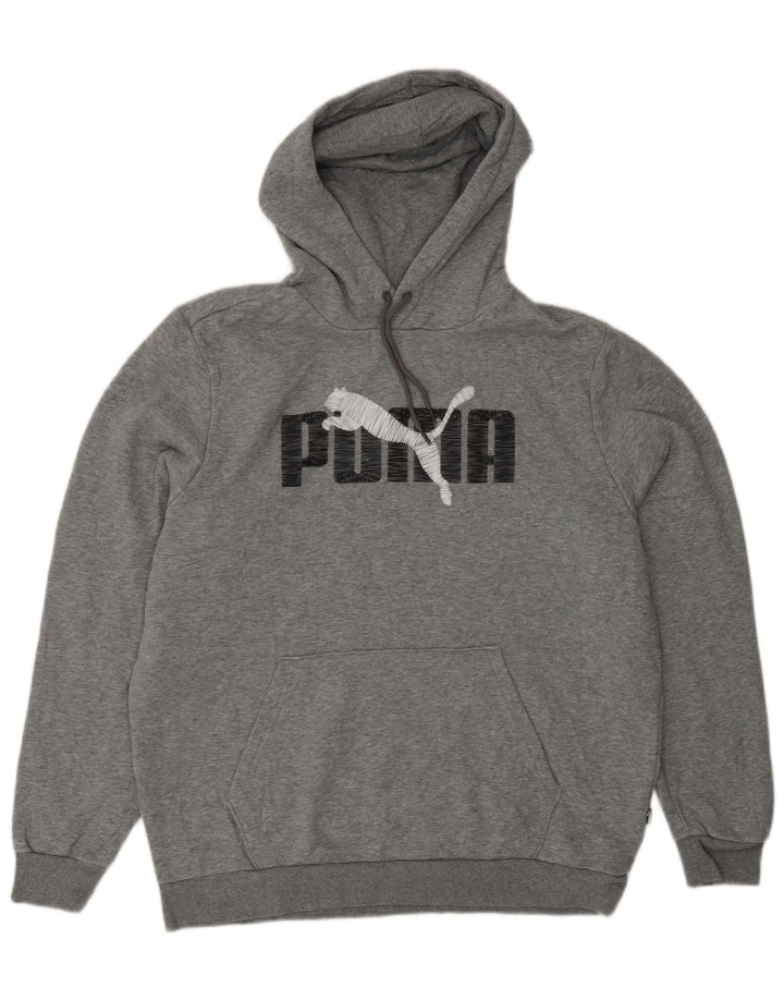 PUMA Pull à capuche graphique pour hommes, grand, gris, coton