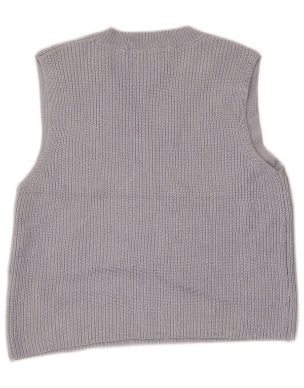 Zara Womens Crop Vest Débardeur UK 10 Petit Bleu Coton