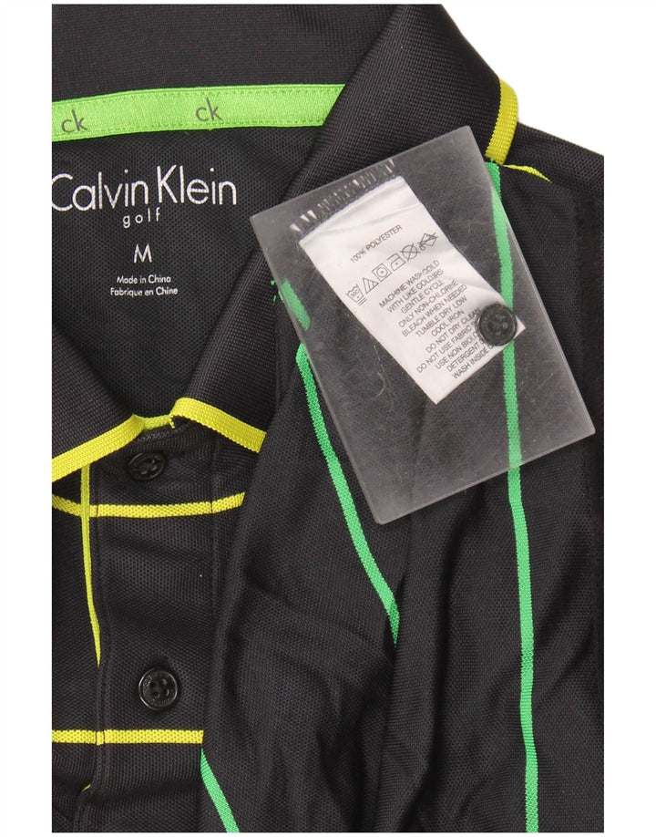 Calvin Klein Polo de golf pour homme en polyester rayé noir moyen