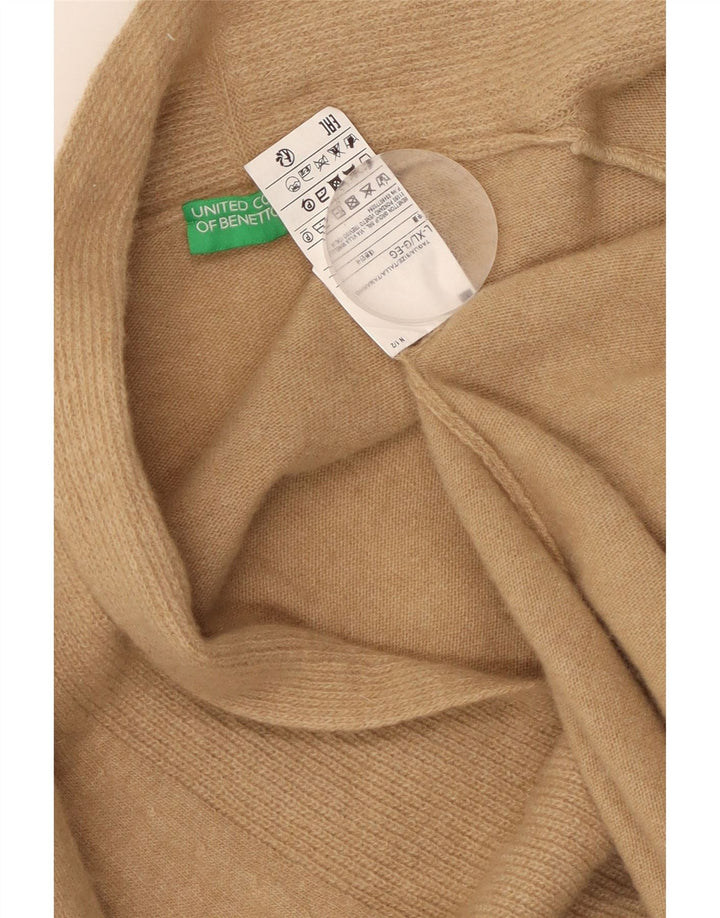 Benetton Pull cardigan ouvert long pour femme UK 16 Large laine beige