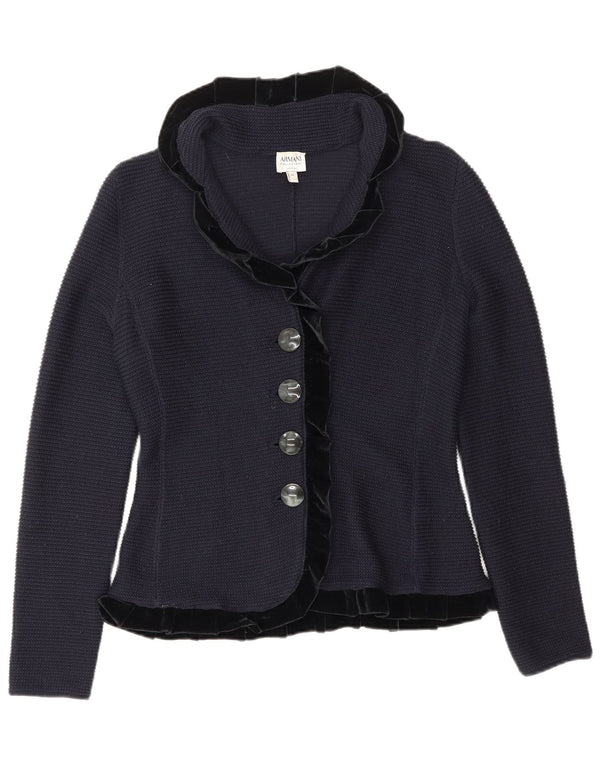 ARMANI Femme Cardigan à volants sur le devant IT 42 Bleu marine moyen