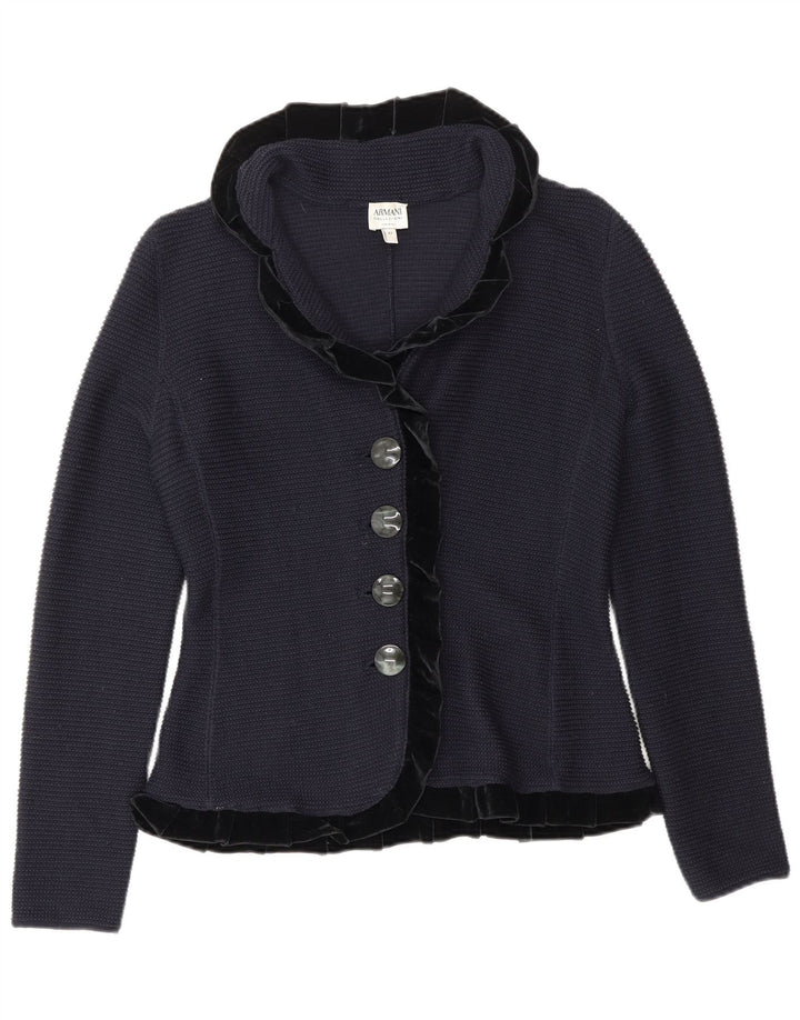 ARMANI Femme Cardigan à volants sur le devant IT 42 Bleu marine moyen