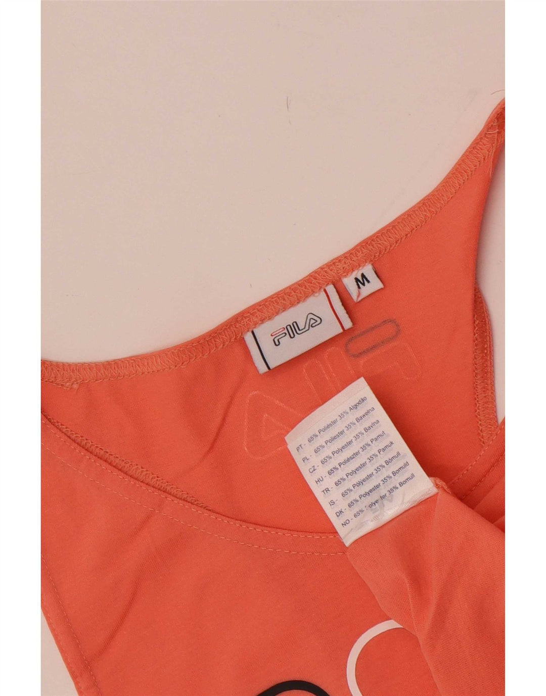 Fila Débardeur court graphique pour femme UK 12 Orange moyen Polyester