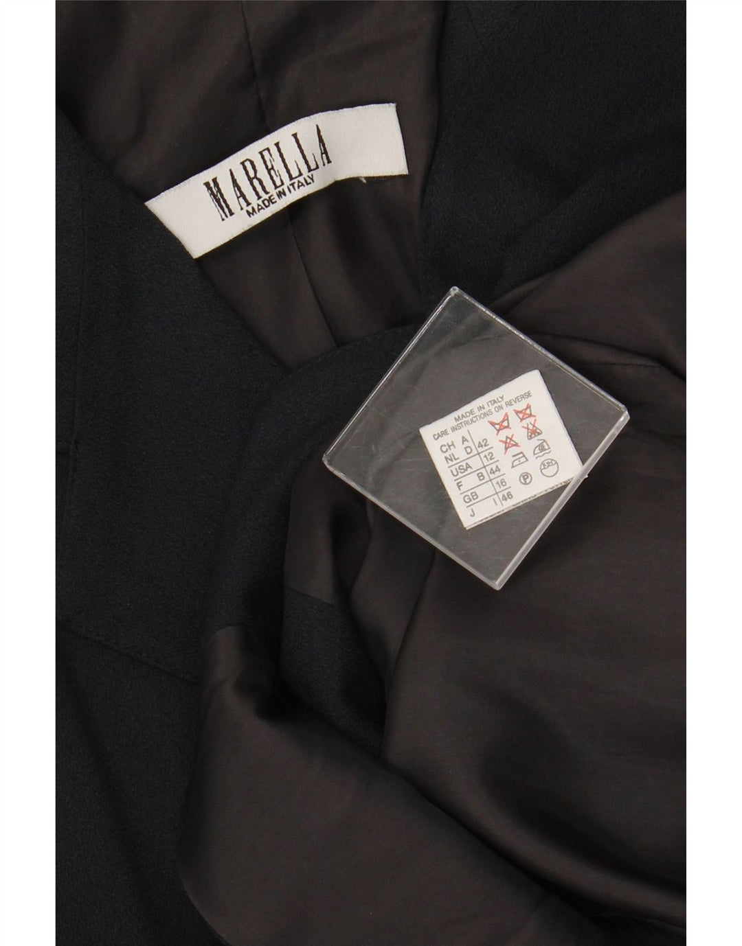 MARELLA Veste blazer 4 boutons pour femme UK 16 Large Bleu marine Viscose