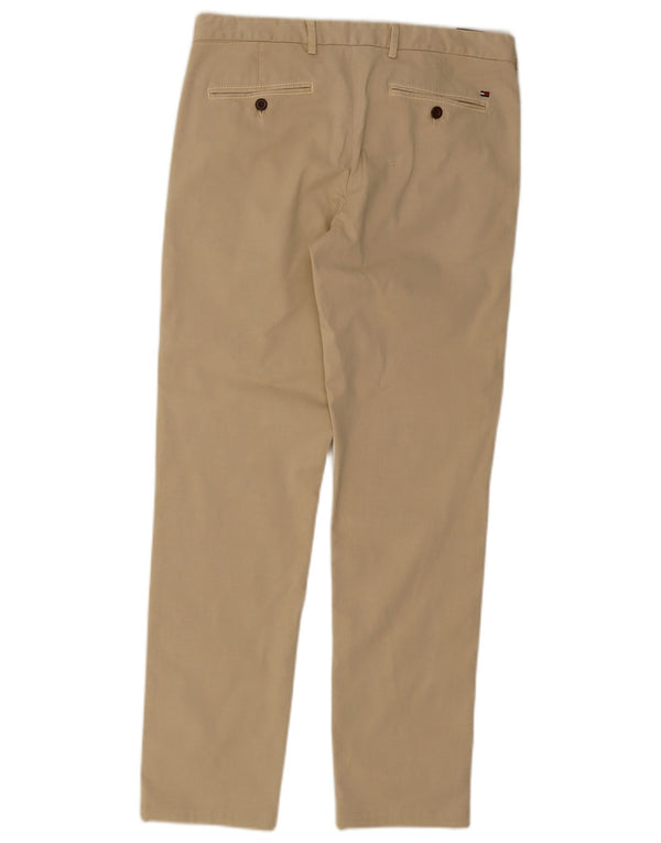 Tommy Hilfiger Mens Straight Chino Trousers W32 L34 Beige Cotton