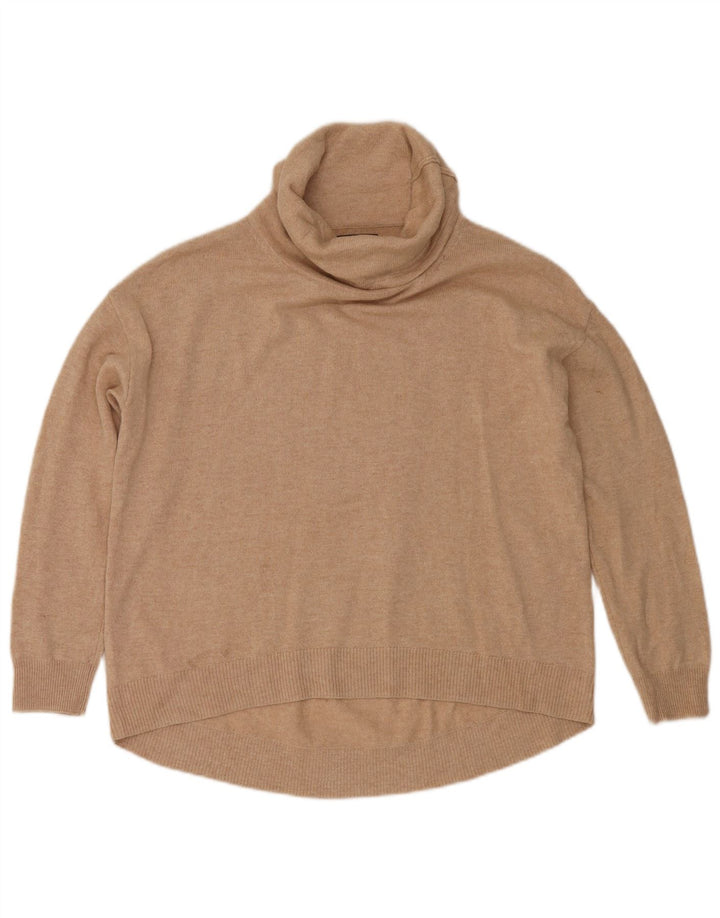 Massimo Dutti Pull surdimensionné à col roulé pour femme UK 10 Petit Beige