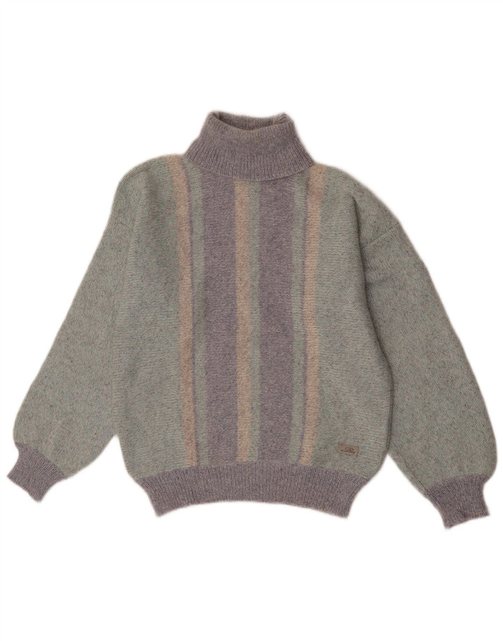 Silvy Pull Col Roulé Femme IT 44 Laine Rayée Vert Moyen