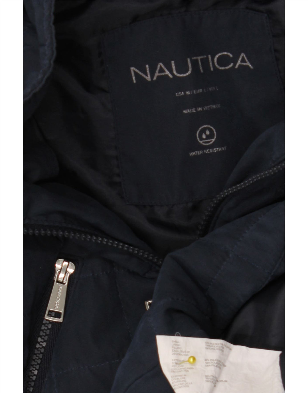 NAUTICA Manteau rembourré à capuche pour femme UK 14 Large Bleu Marine Polyester