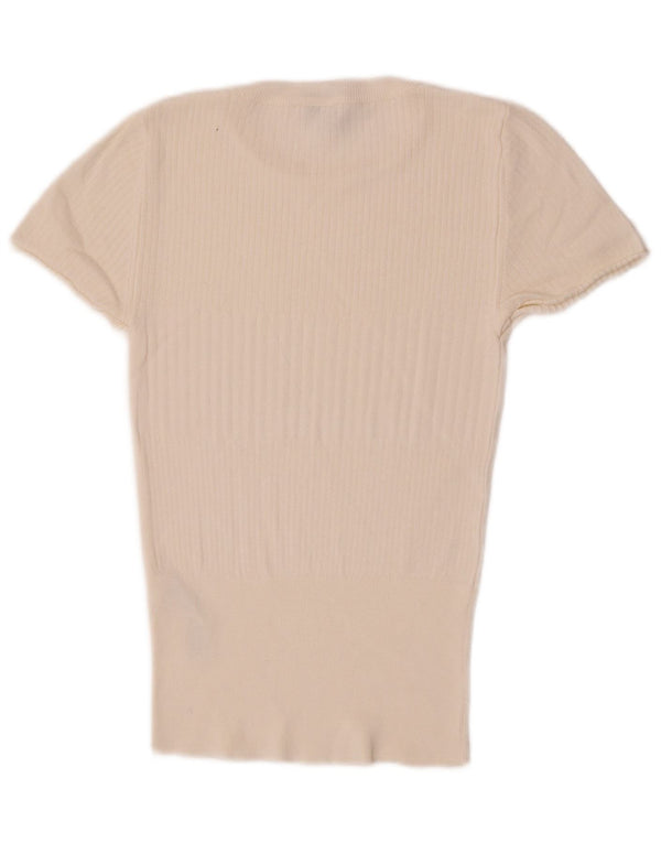 Topshop T-Shirt Femme Top UK 8 Petit Viscose Blanc Cassé