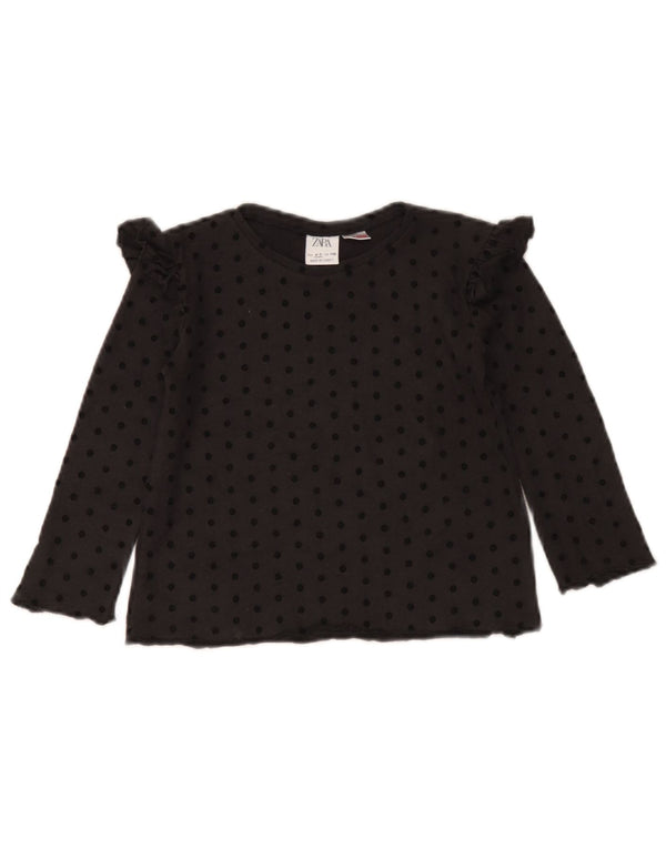 Zara Haut Chemisier à Manches Longues Fille 4-5 Ans Viscose Noir à Pois