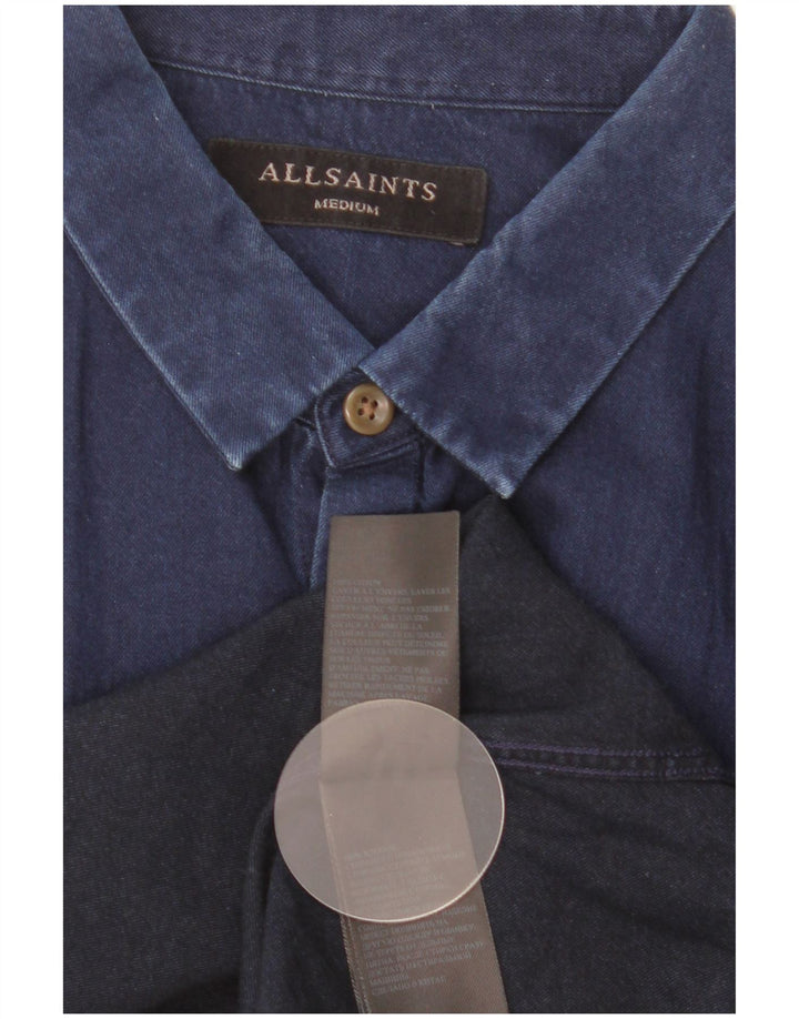 All Saints Chemise Homme Bleu Marine Moyen Coton