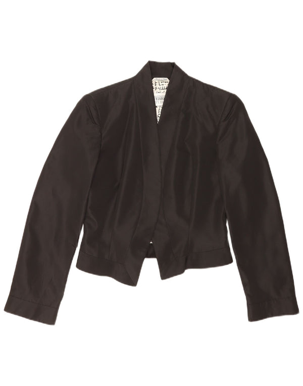 Gianfranco Ferre Veste Blazer Ouverte Femme UK 10 Petit Acétate Noir
