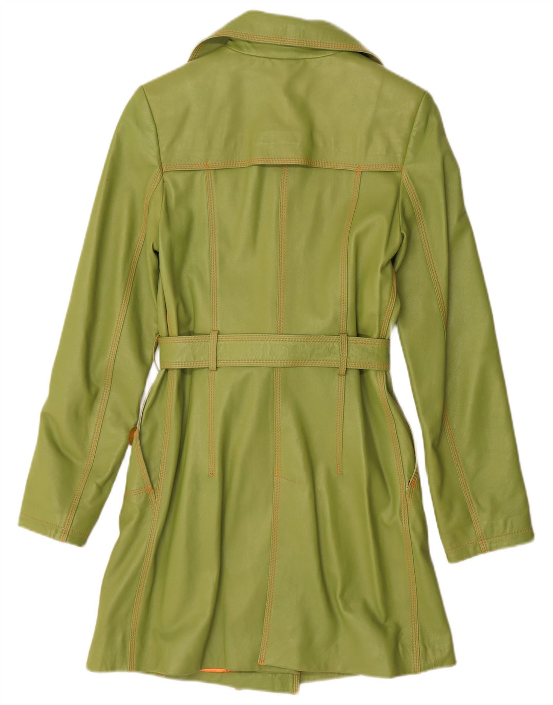 Benny's Manteau en cuir à double boutonnage pour femme UK 12 Cuir vert moyen