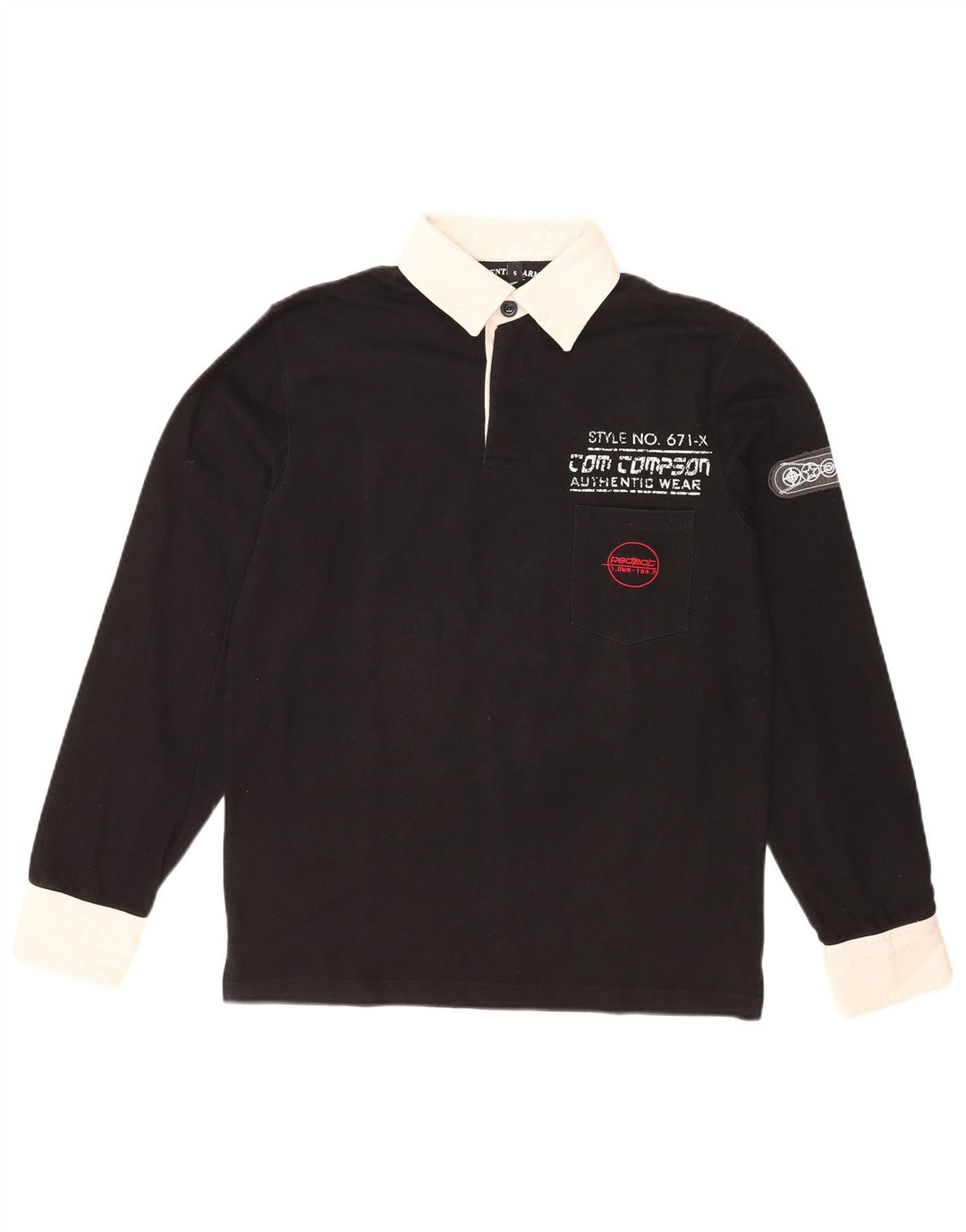 Tom Tompson Polo de Rugby Graphique Homme Petit Noir Colorblock
