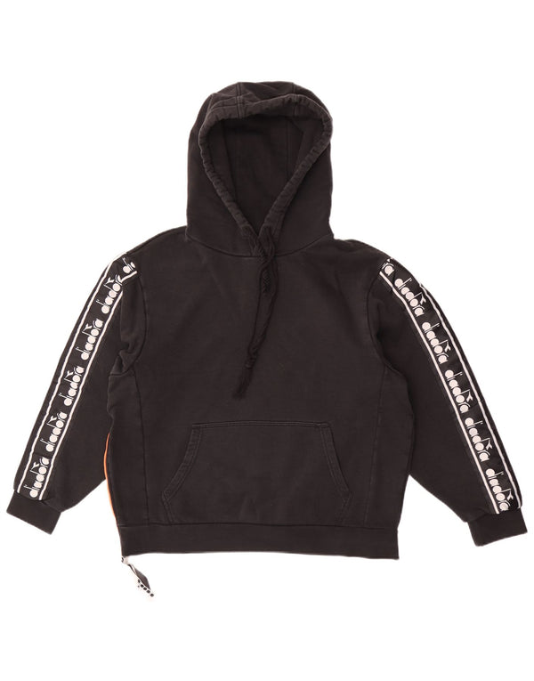 Diadora Pull à capuche graphique pour hommes Petit coton noir