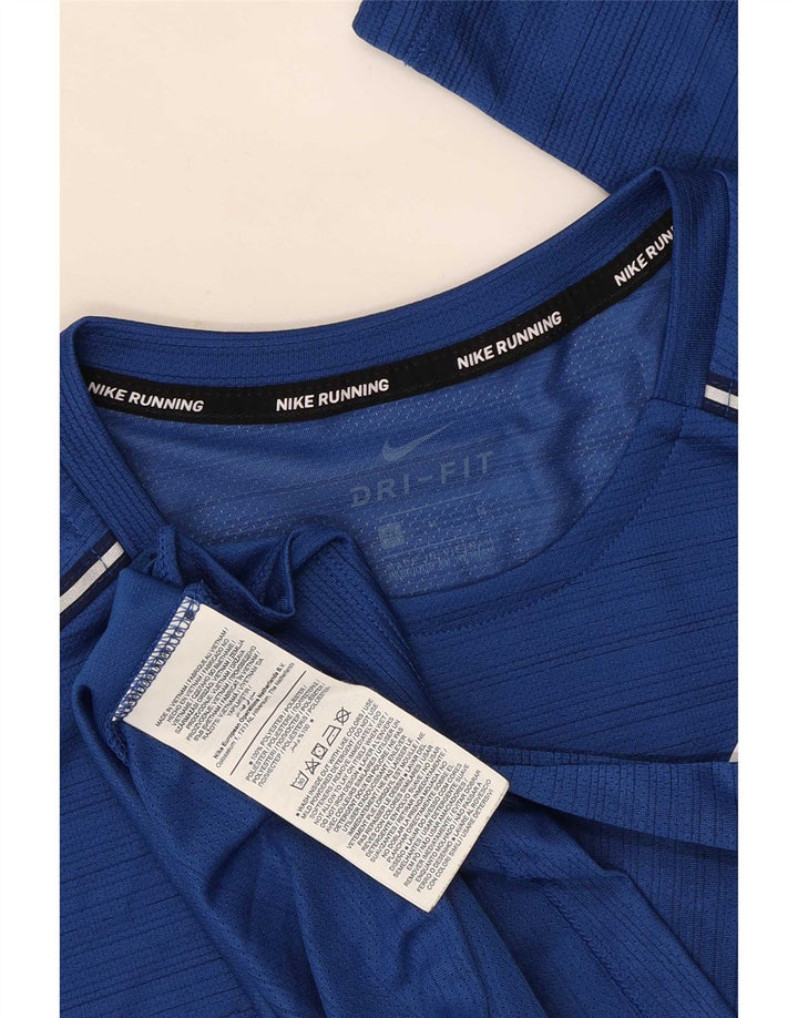 Nike Haut Dri Fit à manches longues en polyester à rayures bleu moyen pour homme