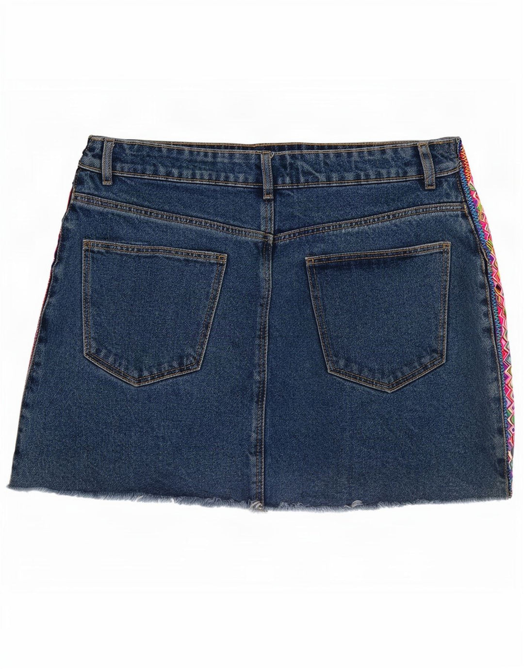 Zara Femme Mini Jupe En Jean Moyen W28 Bleu Géométrique