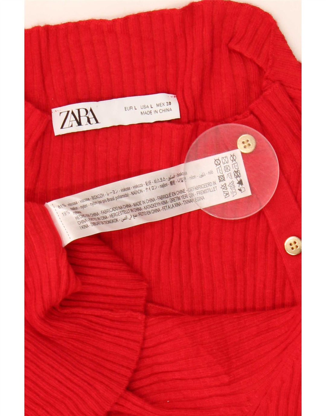 Zara Pull col roulé pour femme UK 14 Large Rouge Viscose