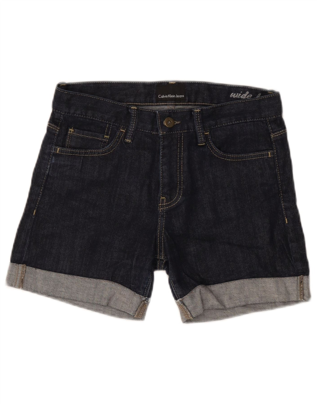 Calvin Klein Short en jean à jambe large pour femme W28 Bleu marine moyen