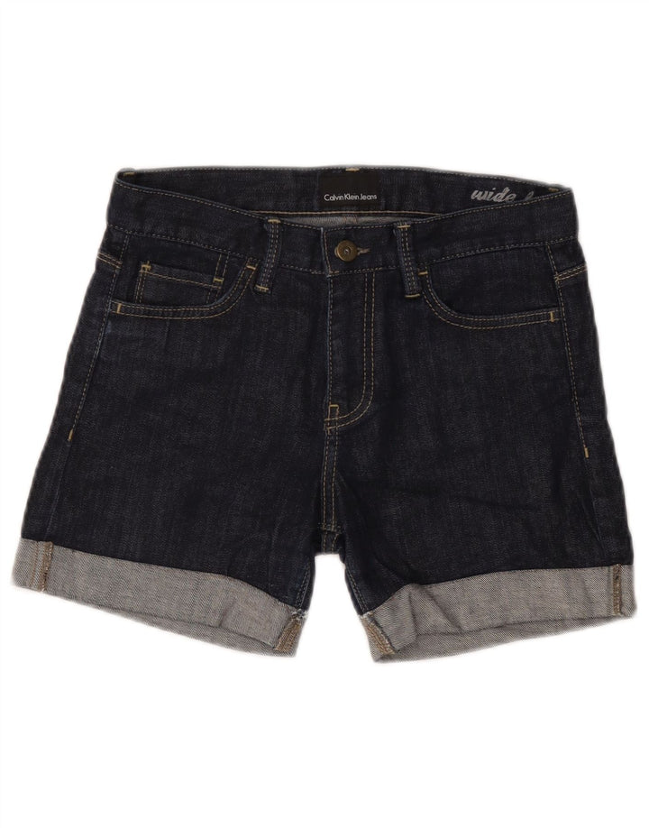 Calvin Klein Short en jean à jambe large pour femme W28 Bleu marine moyen