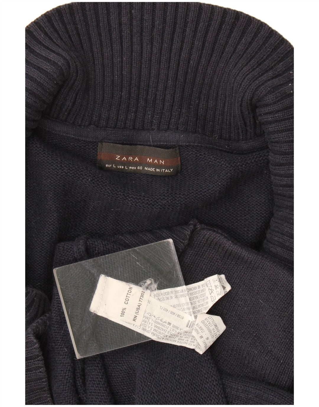 Zara Cardigan Homme Pull Large Bleu Marine Coton