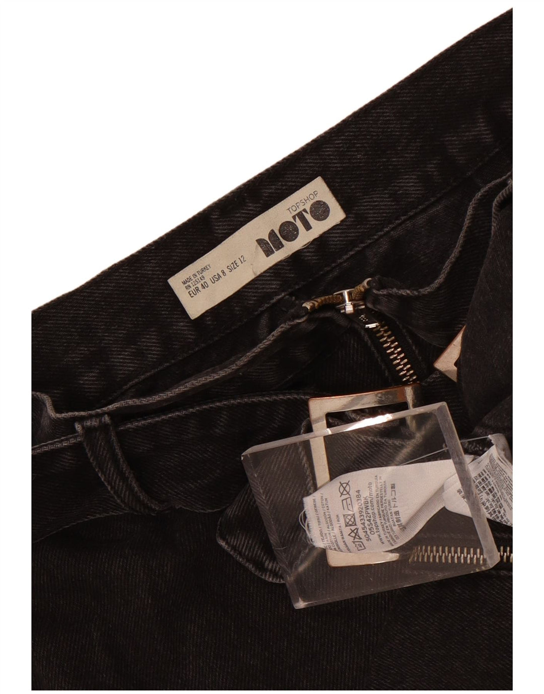 Topshop Jupe en jean pour femme UK 12 Medium W28 Coton noir