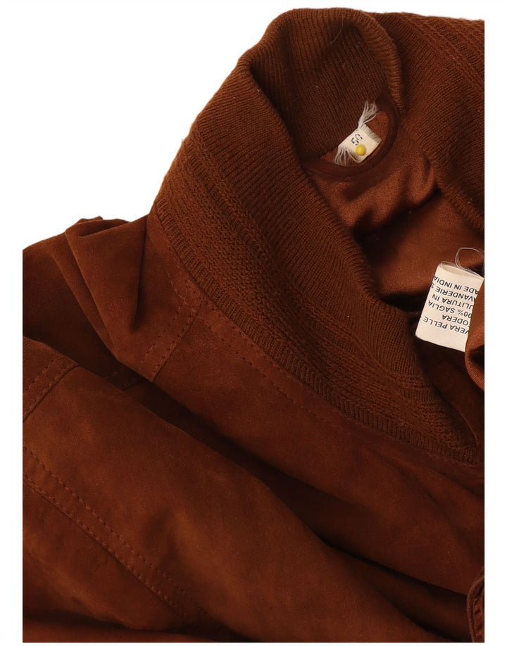 vintage Mens Suede Bomber Jacket IT 50 Grand Cuir Marron