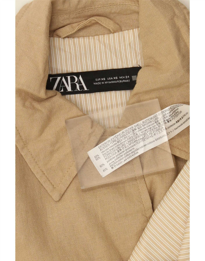 Zara Veste Bomber Oversize Femme UK 6 XS Beige Viscose