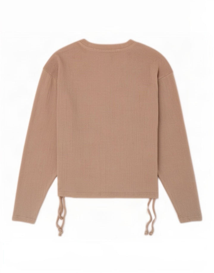 Zara Femme Top Manches Longues UK 10 Petit Beige Polyester