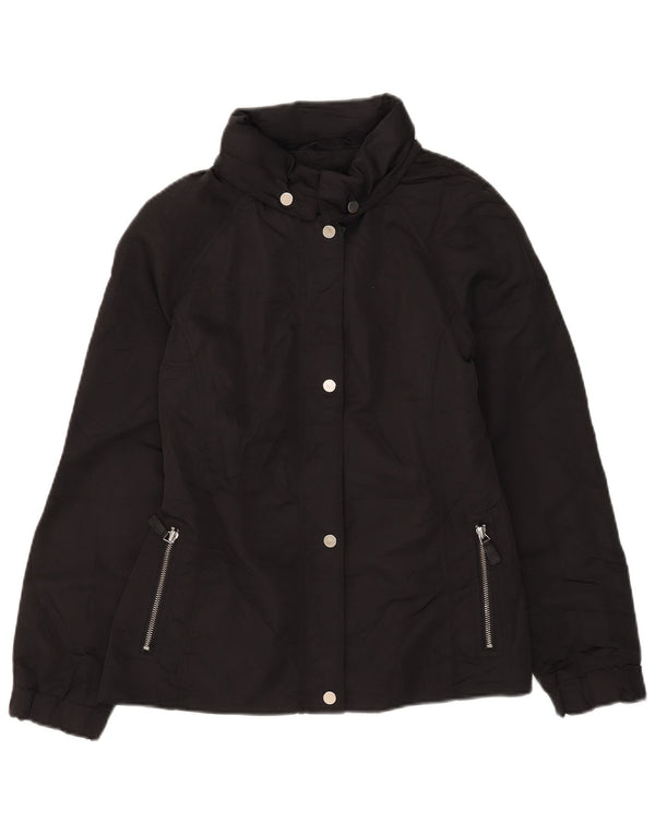 Massimo Dutti Veste coupe-vent à capuche pour femme UK 14 Medium Noir Polyester