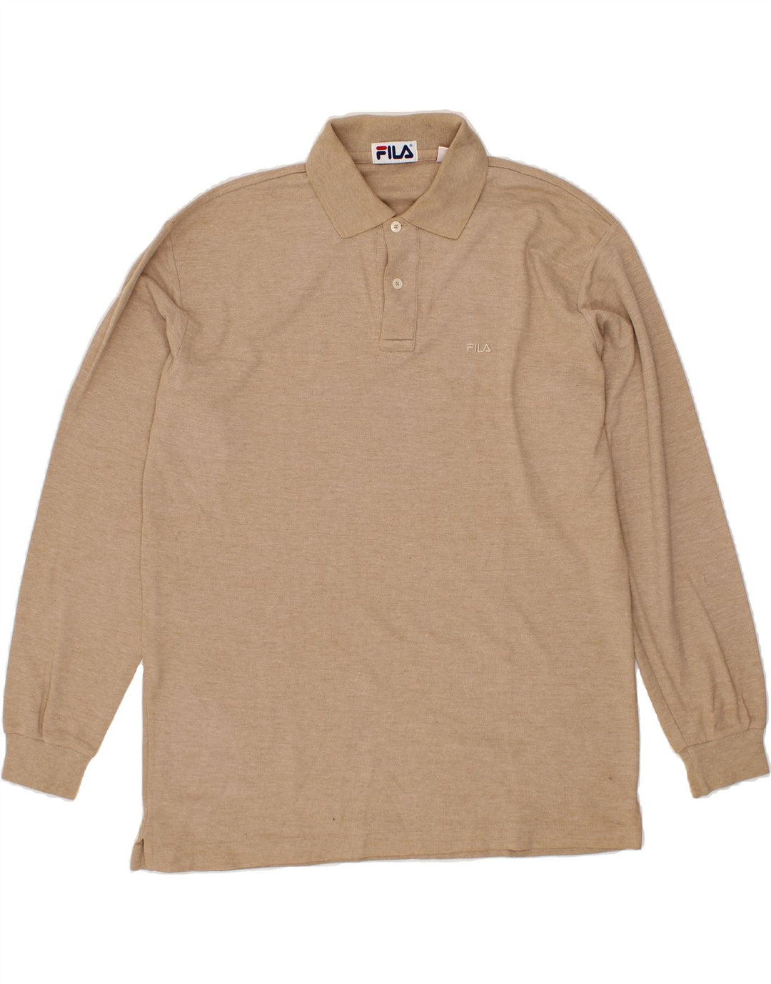 FILA Mens Long Sleeve Polo Shirt Medium Brown Vintage Fila and Second-Hand Fila from Messina Hembry 