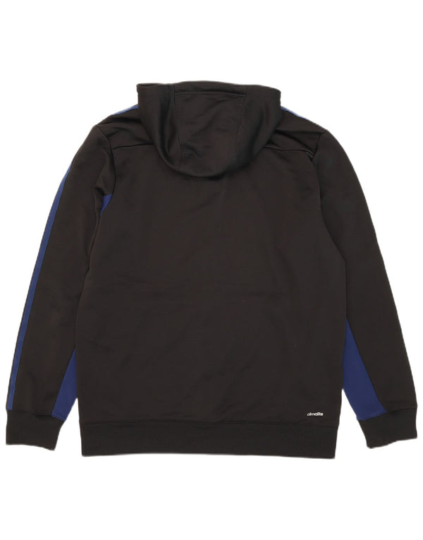 Adidas Pull à capuche zippé Climalite pour homme en polyester color block noir moyen