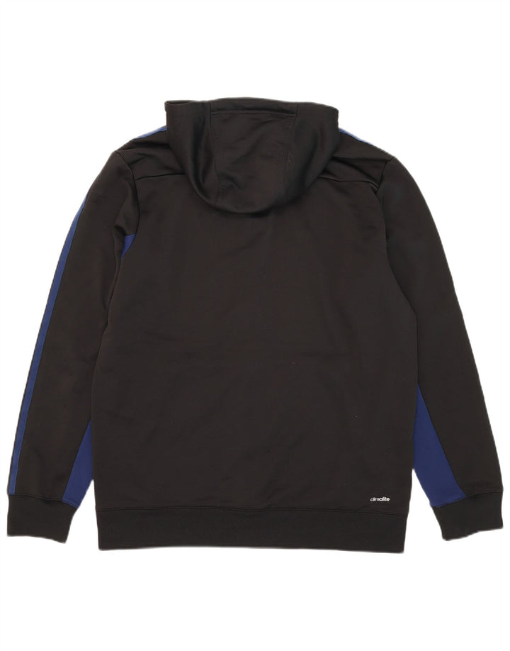 Adidas Pull à capuche zippé Climalite pour homme en polyester color block noir moyen