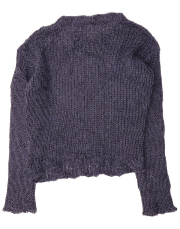 Trussardi Pull court à col bateau pour femme UK 10 Small Bleu marine
