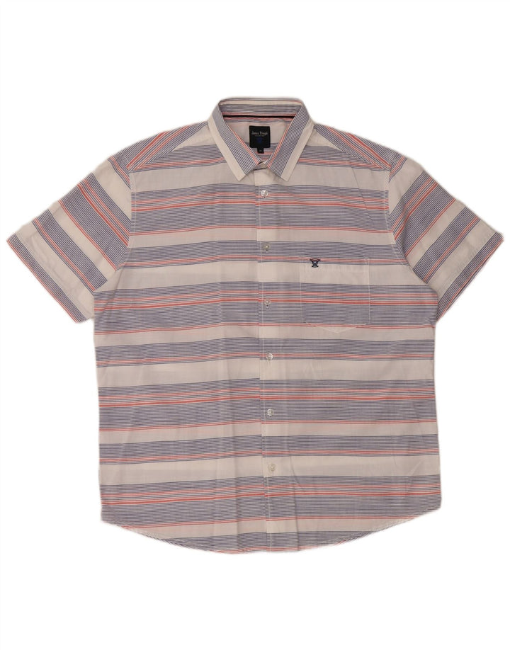 JAMES PRINGLE Chemise à manches courtes homme en coton rayé blanc moyen